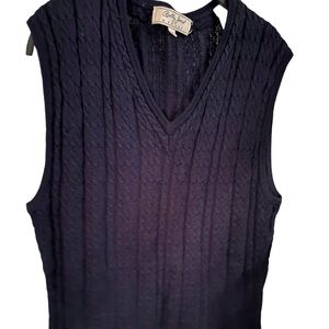 Bobby Jones Women’s Cable Knit Sweater Vest Navy Medium V neck Golf Sport